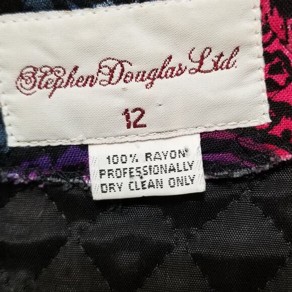 Stephen Douglas Ltd Quilted Paisley Button up Blazer Multicolor Long Slvs Sz 12 - Picture 6 of 6